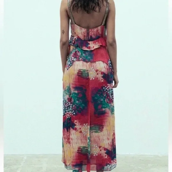 Zara Multicolored Jewel Midi Skirt Size S - Picture 2 of 16